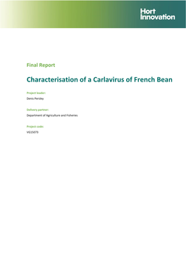 Characterisation of a Carlavirus of French Bean