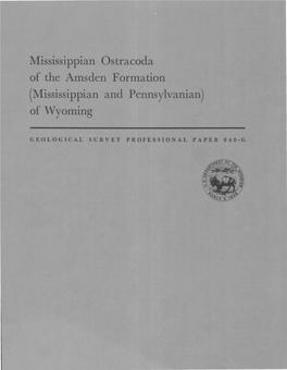 Mississippian Ostracoda of the Amsden Formation (Mississippian and Pennsylvanian) of Wyoming