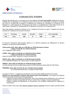 Comunicato Stampa