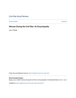 Women During the Civil War: an Encyclopedia