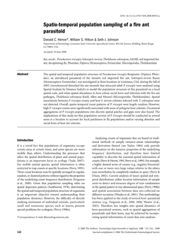 Spatio-Temporal Population Sampling of a Fire Ant Parasitoid Donald C