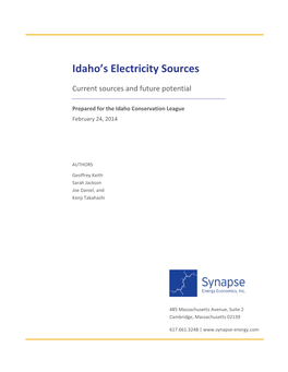 Idaho's Electricity Sources