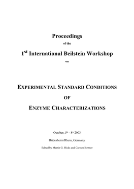 Experimental Standard Condition of Enzyme Characterizations