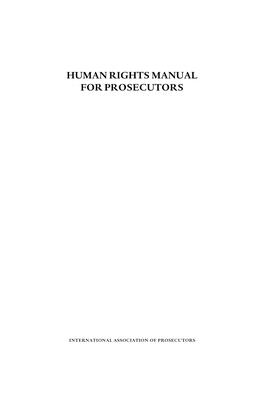 Human Rights Manual for Prosecutors