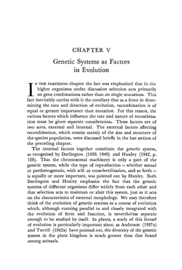 Chapter 5. Genetic Systems As Factors in Evolution