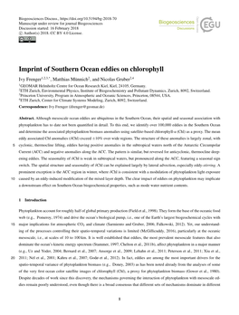 Imprint of Southern Ocean Eddies on Chlorophyll