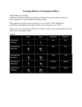 Pronominal Suffixes