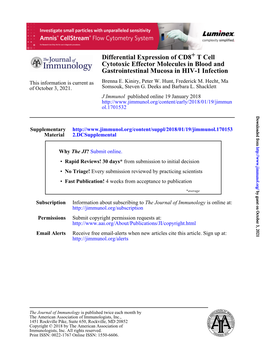 Differential Expression of CD8+ T Cell Cytotoxic Effector Molecules in Blood and Gastrointestinal Mucosa in HIV-1 Infection