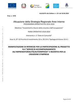 Attuazione Della Strategia Regionale Aree Interne PROGRAMMA OPERATIVO FSE 2014-2020
