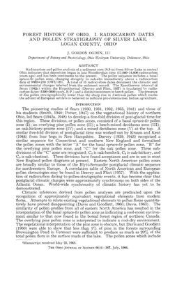 Forest History of Ohio. I, Radiocarbon Dates and Pollen Stratigraphy Of