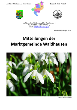 Mitteilungen Der Marktgemeinde Waldhausen