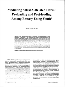 Preloading and Post-Loading Among Ecstasy-Using Youth^