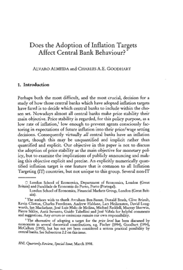 Does the Adoption of Inflation Targets Affect Central Bank Behaviour? 'F