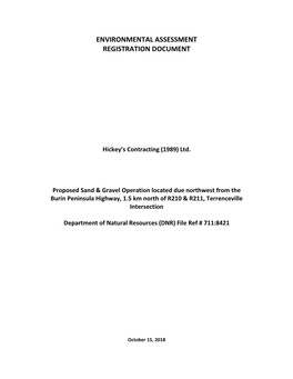 Environmental Assessment Registration Document