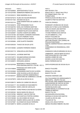 Listagem De Eliminação De Documentos N. 44/2017 2º Juizado Especial Cível De Ceilândia