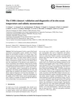 The CORA Dataset: Validation and Diagnostics of In-Situ Ocean Temperature and Salinity Measurements