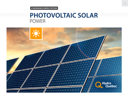 Renewable Energy Option. Photovoltaic Solar Power