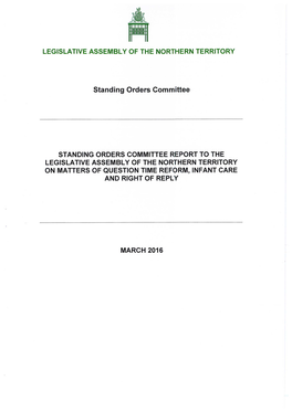 Standing Orders Committee Report On
