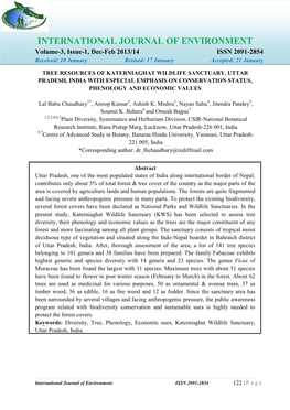 Tree Resources of Katerniaghat Wildlife Sanctuary, Uttar Pradesh, India with Especial Emphasis on Conservation Status, Phenology and Economic Values