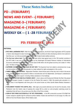 Pd --(Feburary) News and Event- -( Feburary) Magazine-3--( Feburary) Magazine-4--( Feburary) Weekly Gk -- ( 1 -28 Feburary )