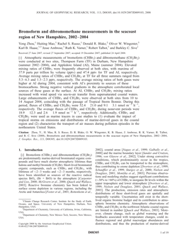 Bromoform and Dibromomethane Measurements in the Seacoast Region of New Hampshire, 2002–2004 Yong Zhou,1 Huiting Mao,1 Rachel S