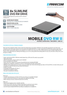 Mobile Dvd Rw Ii Double Layer Dvd+/-Rw Drive / Usb 2.0