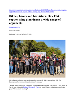 Bikers, Bands and Barristers: Oak Flat Copper Mine Plan Draws a Wide Range of Opponents