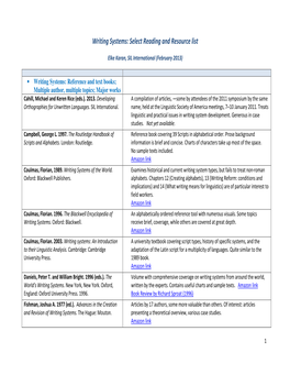 Writing Systems: Select Reading and Resource List