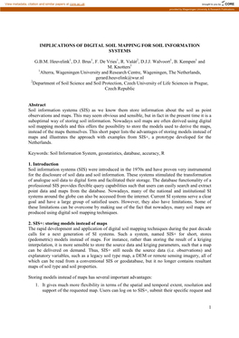 1 Implications of Digital Soil Mapping for Soil