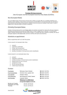 Foreign Driving Licences (Non-European and Non-European Economy Area States (EU/EEA)