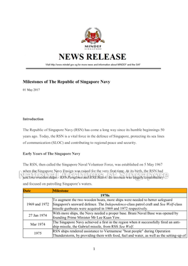 Milestones of the Republic of Singapore Navy