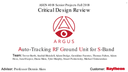 Auto-Tracking RF Ground Unit for S-Band Critical De Sign Re Vie W