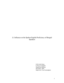 L1 Influence on the Spoken English Proficiency of Bengali Speakers