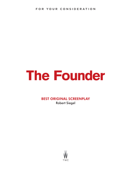 THE FOUNDER by Robert Siegel INT