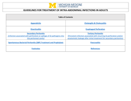 Guidelines for Treatment of Intra-Abdominal Infections in Adults