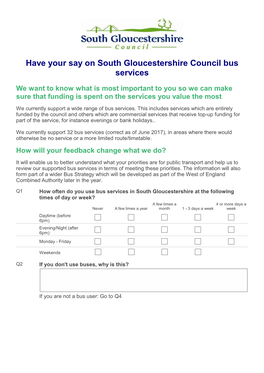 Have Your Say on South Gloucestershire Council Bus Services