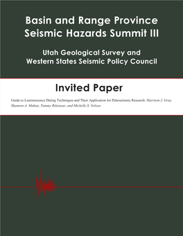 Basin and Range Province Seismic Hazards Summit III Invited Paper