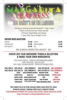 Margarita Madness Food & Drink Menu