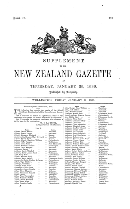 New Zealand Gazette Of