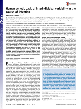 Human Genetic Basis of Interindividual Variability in the Course of Infection