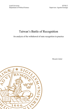 Taiwan's Battle of Recognition