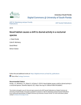 Novel Habitat Causes a Shift to Diurnal Activity in a Nocturnal Species