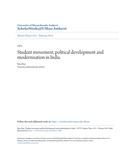 Student Movement, Political Development and Modernisation in India