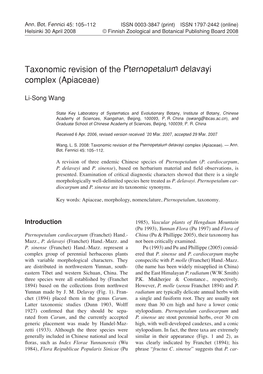 Taxonomic Revision of the Pternopetalum Delavayi Complex (Apiaceae)