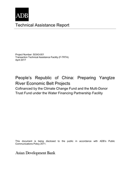 Preparing Yangtze River Economic Belt Projects Cofinanced by the Climate Change Fund and the Multi-Donor Trust Fund Under the Water Financing Partnership Facility