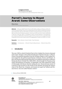 Parrot's Journey to Mount Ararat