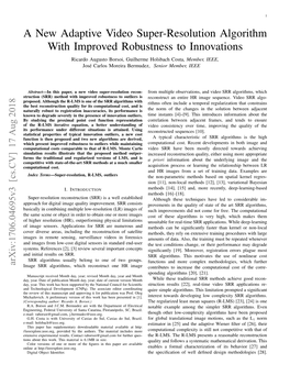 A New Adaptive Video Super-Resolution Algorithm with Improved Robustness to Innovations