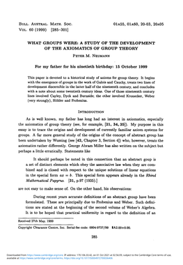 What Groups Were: a Study of the Development of the Axiomatics of Group Theory