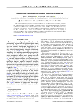 Analogues of Gravity-Induced Instabilities in Anisotropic Metamaterials