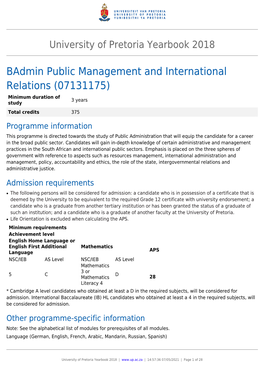 Badmin Public Management and International Relations (07131175)